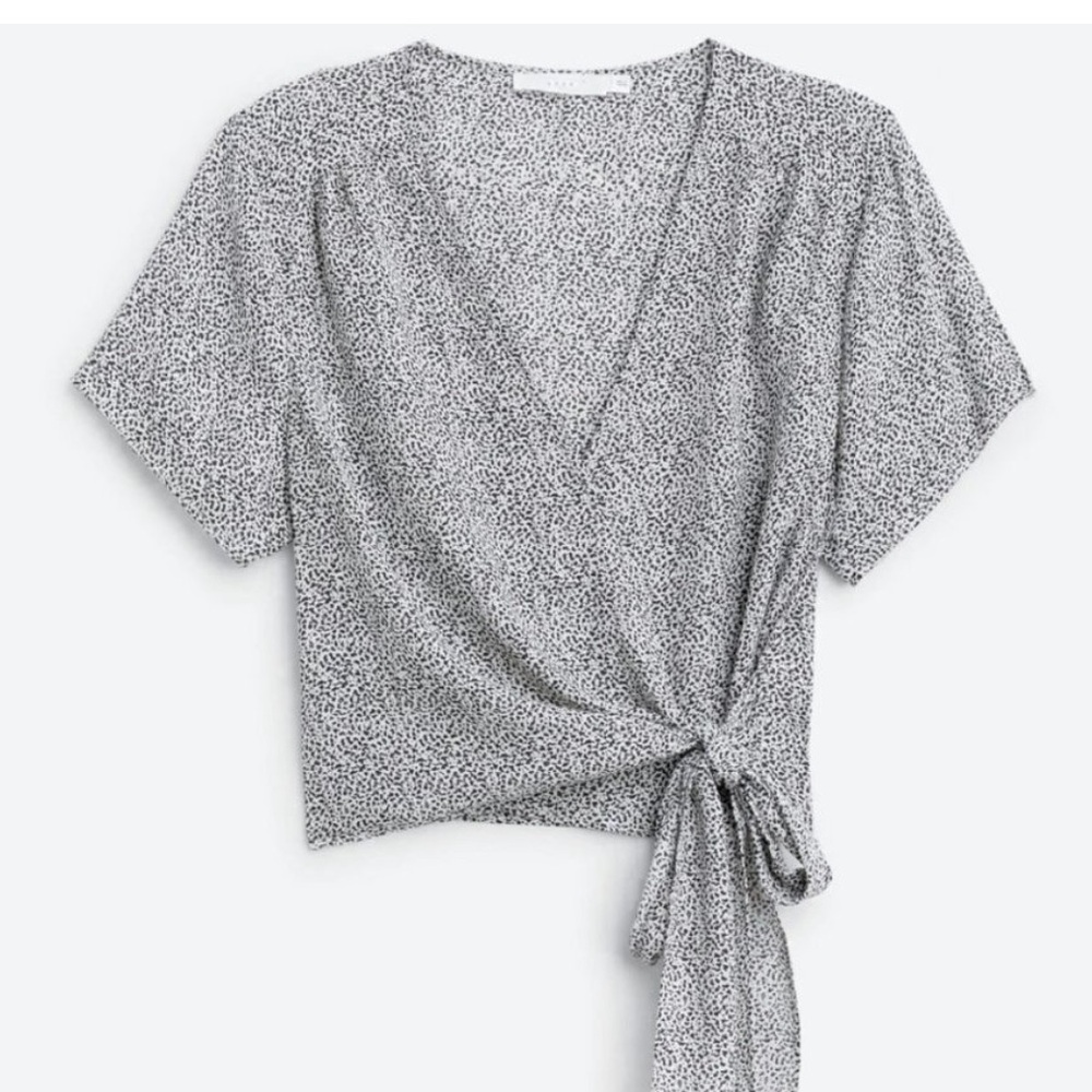 Lush Black and white Wrap Top NWOT